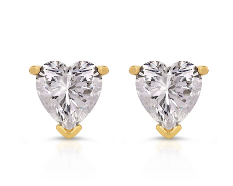 Heart Shaped Lab-Grown Diamond Stud Earrings