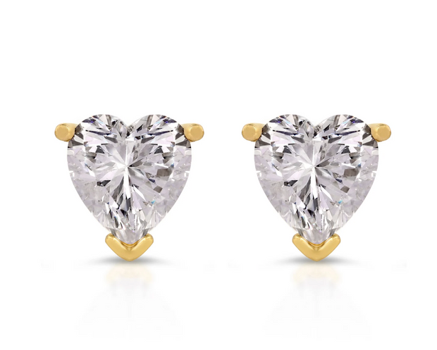 Heart Shaped Lab-Grown Diamond Stud Earrings