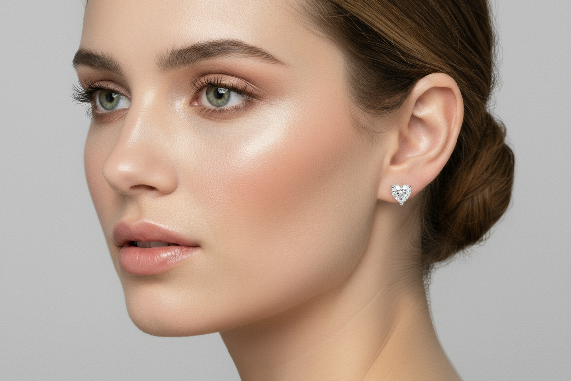 Heart Shaped Lab-Grown Diamond Stud Earrings