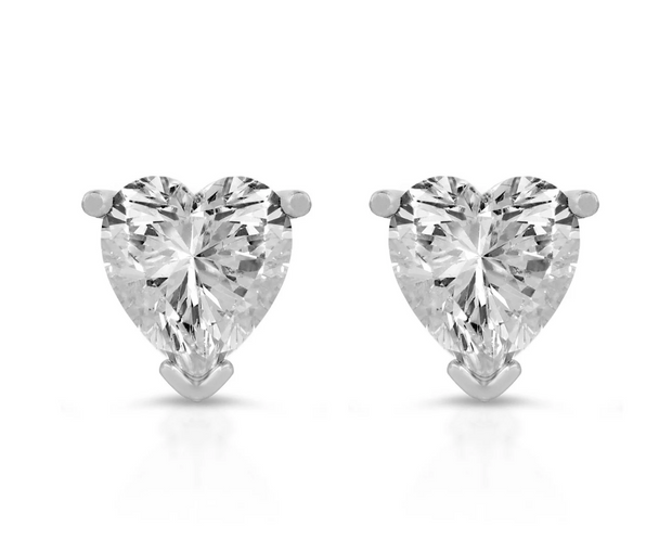 Heart Shaped Lab-Grown Diamond Stud Earrings