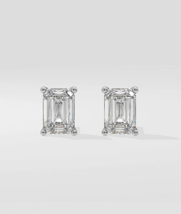 Emerald Cut Lab-Grown Diamond Stud Earrings