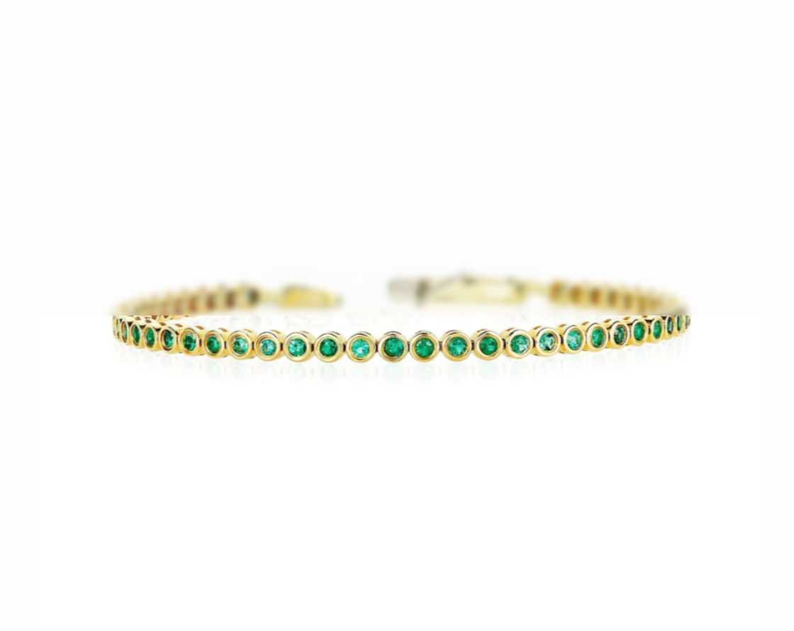 Lab Grown Emerald Bezel Tennis Bracelet