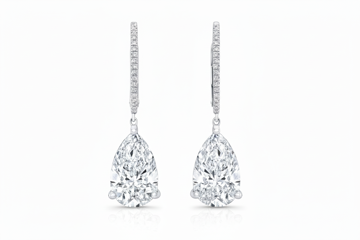 Pear Shaped Drop Lab Grown Diamond Earrings