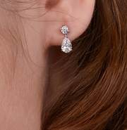 Round meets Pear Shaped Lab-Grown Diamond Dangling Stud Earrings