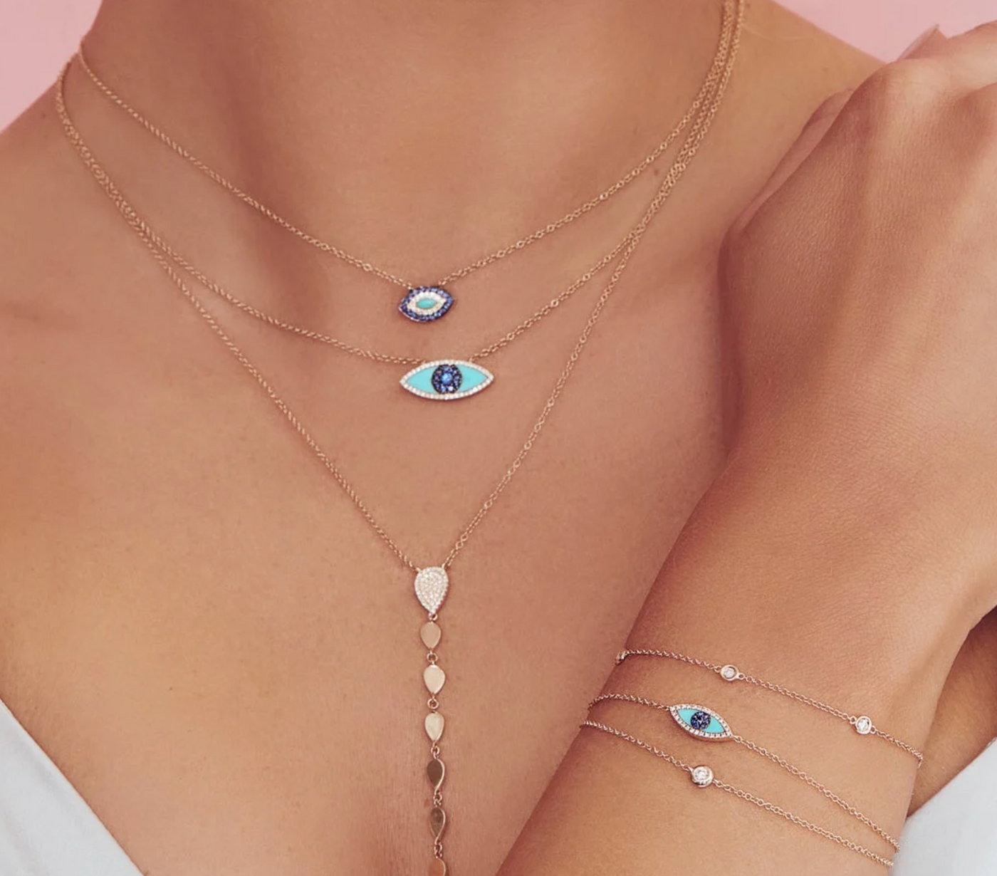 Turquoise & Blue Sapphire Eye Necklace