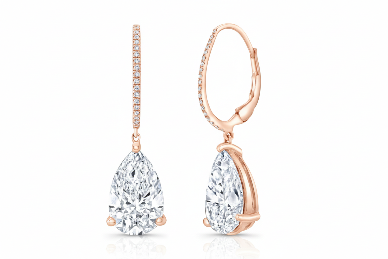 Pear Shaped Drop Lab Grown Diamond Earrings