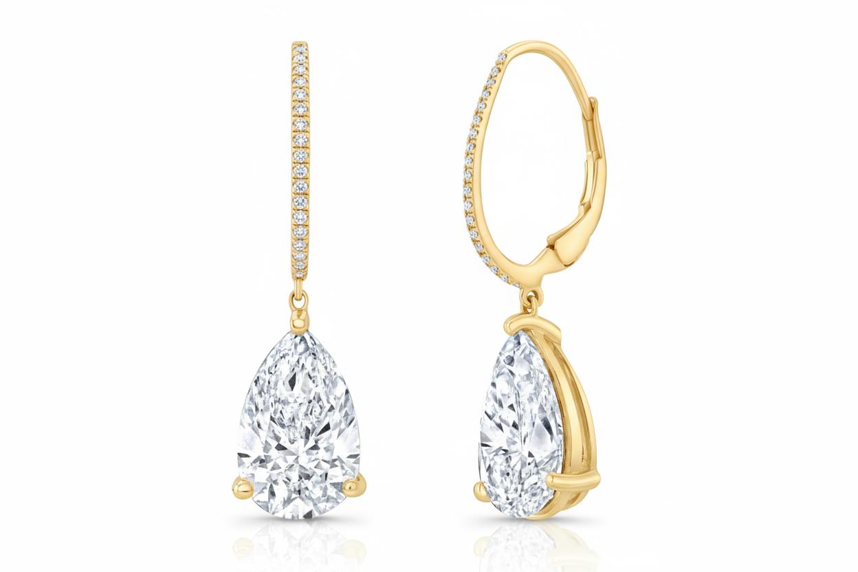 Pear Shaped Drop Lab Grown Diamond Earrings