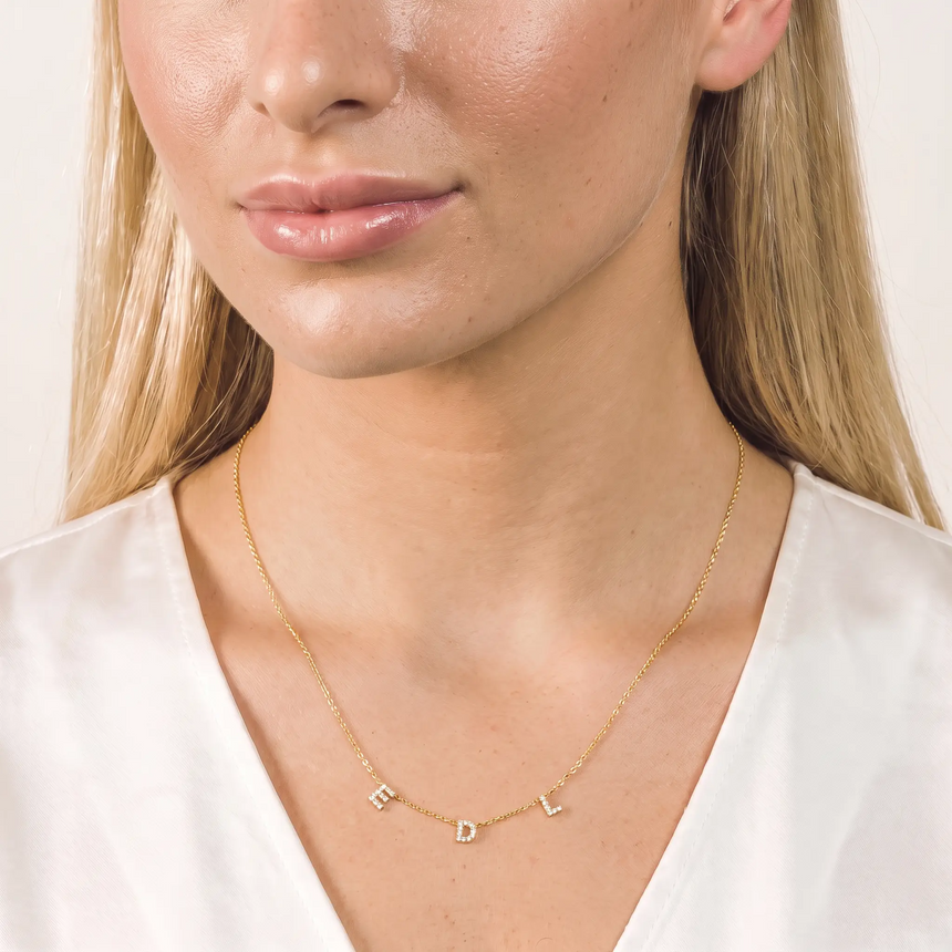 Dainty Diamond Letter Necklace