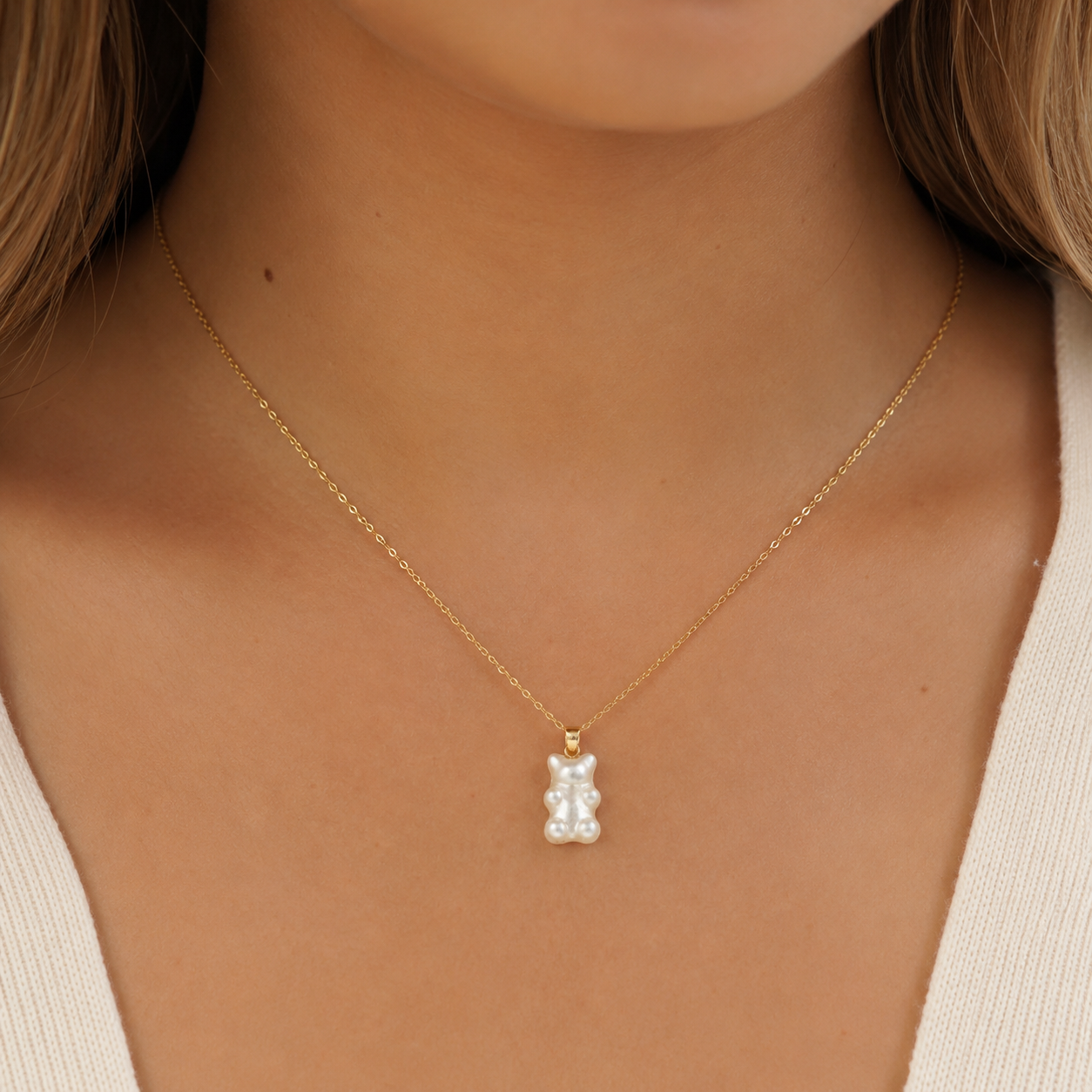 The Petite Gem Bear Necklace