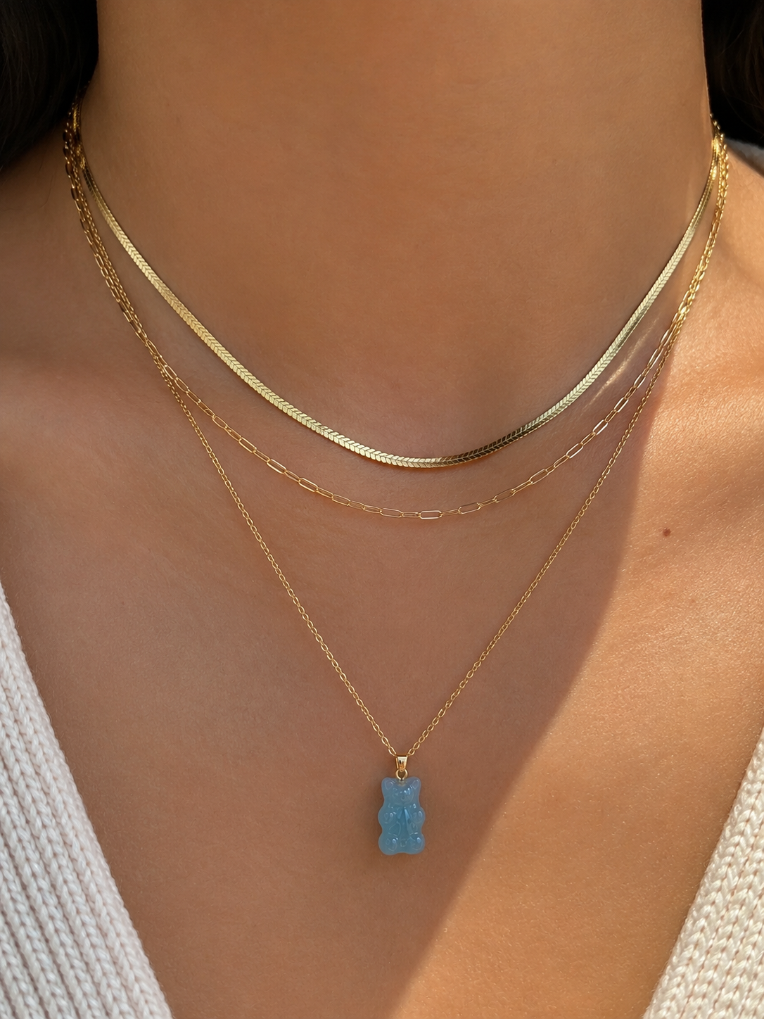 The Petite Gem Bear Necklace
