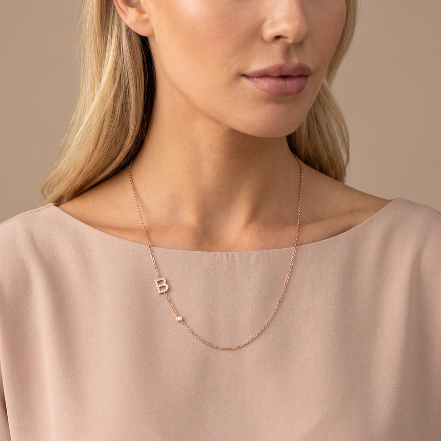 Initial Bezel Diamond Necklace