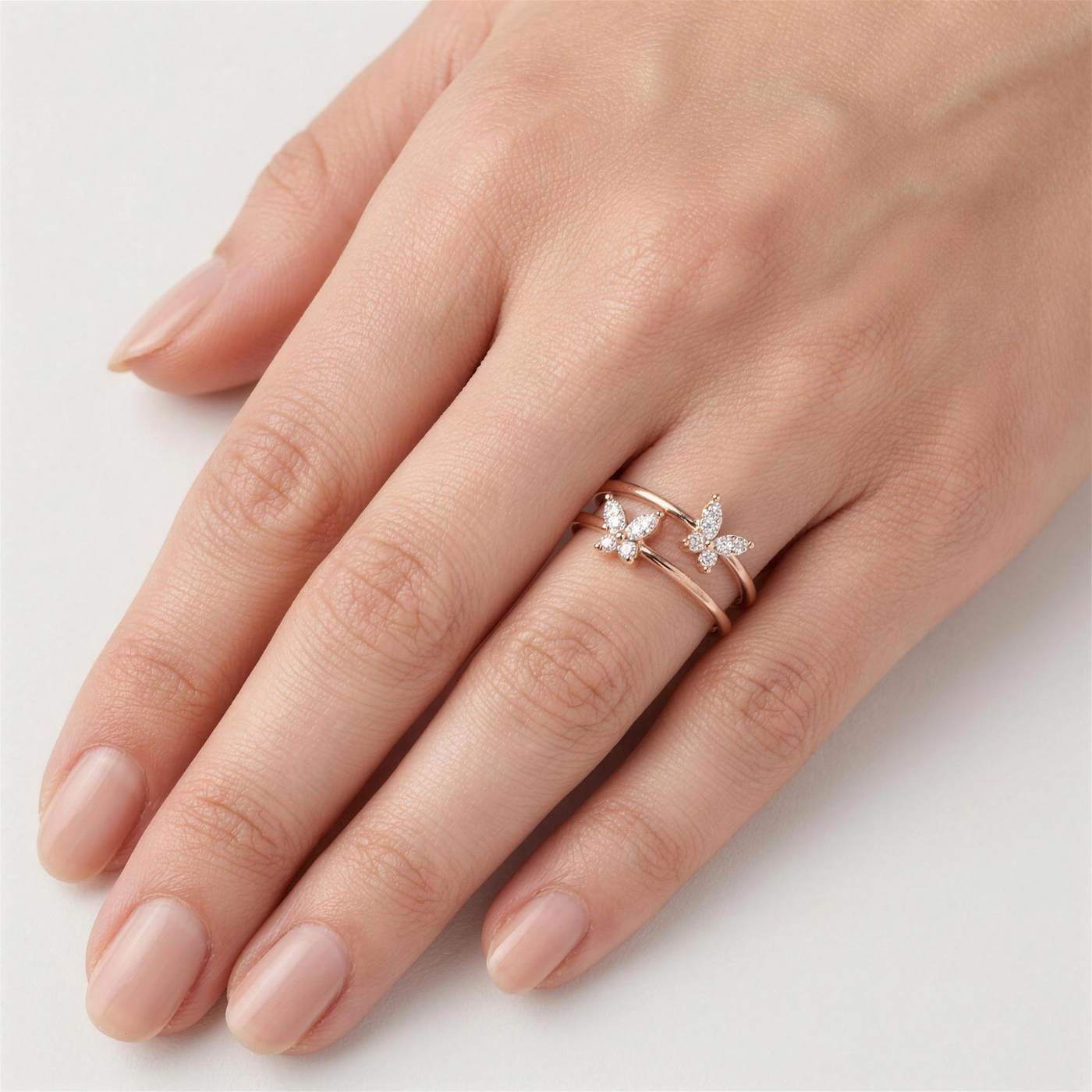 Two Butterfly Diamond Ring