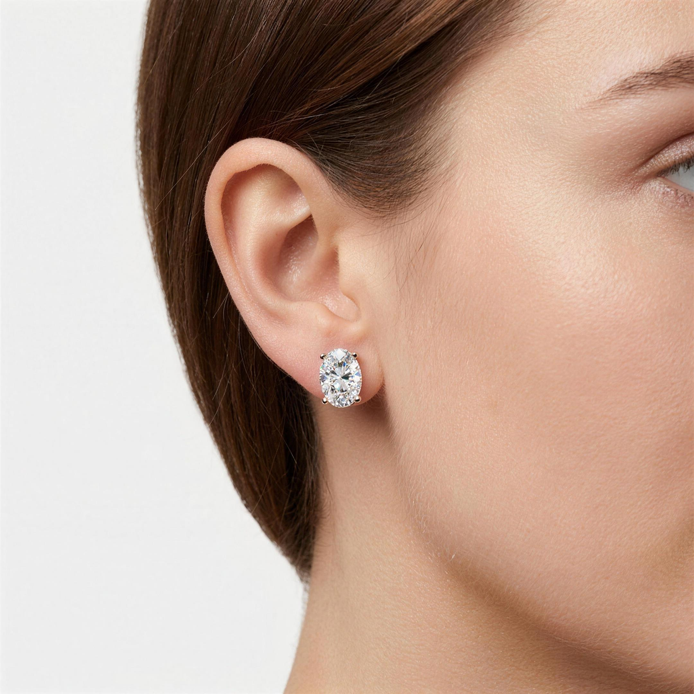 Oval Shaped Lab-Grown Diamond Stud Earrings