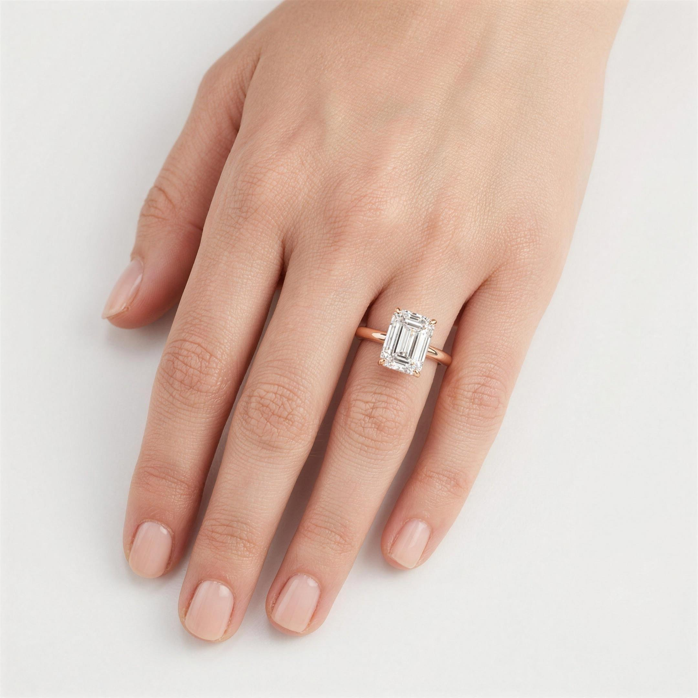 Emerald Solitaire Lab Grown Diamond Ring