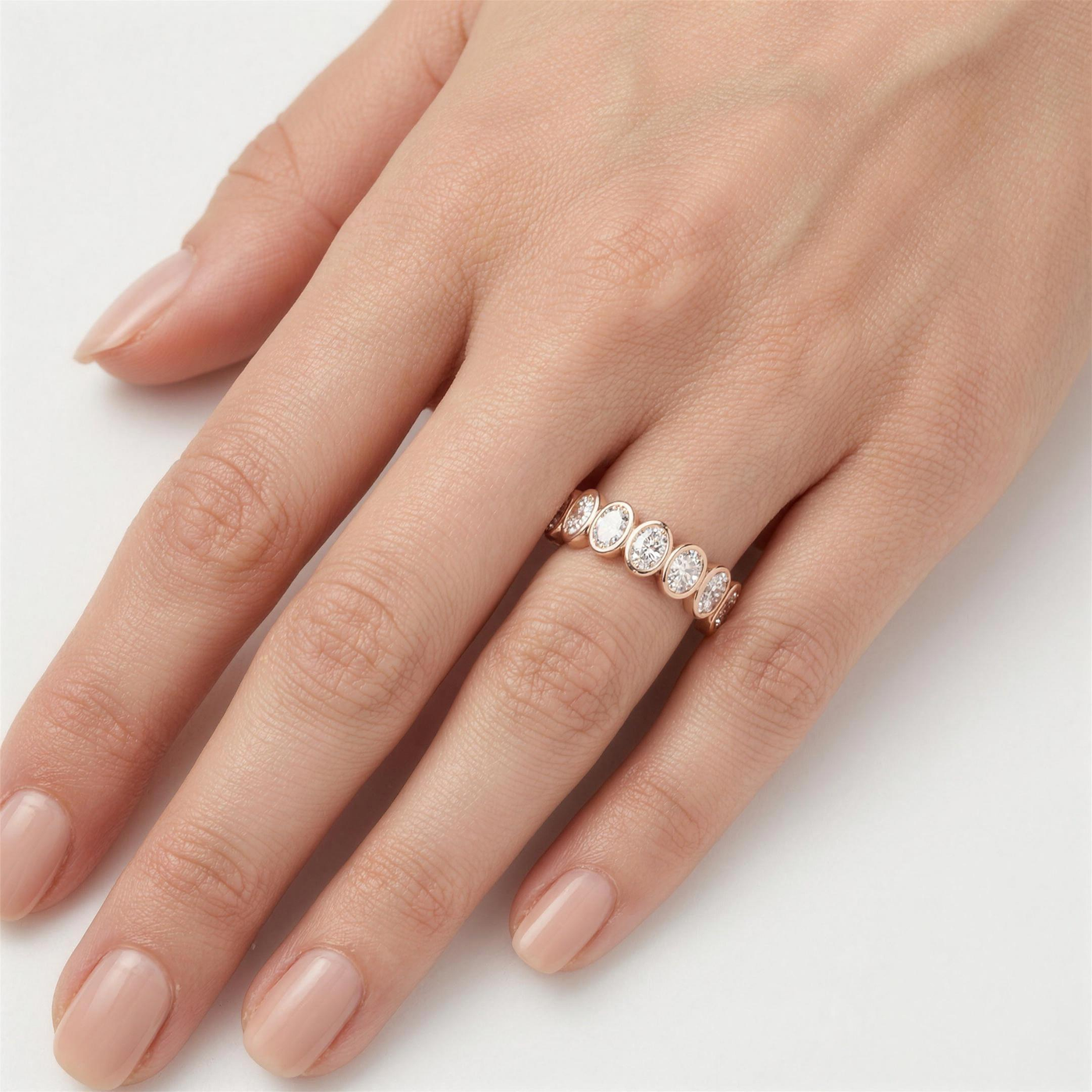 Oval Lab Grown Diamond Bezel Eternity Ring