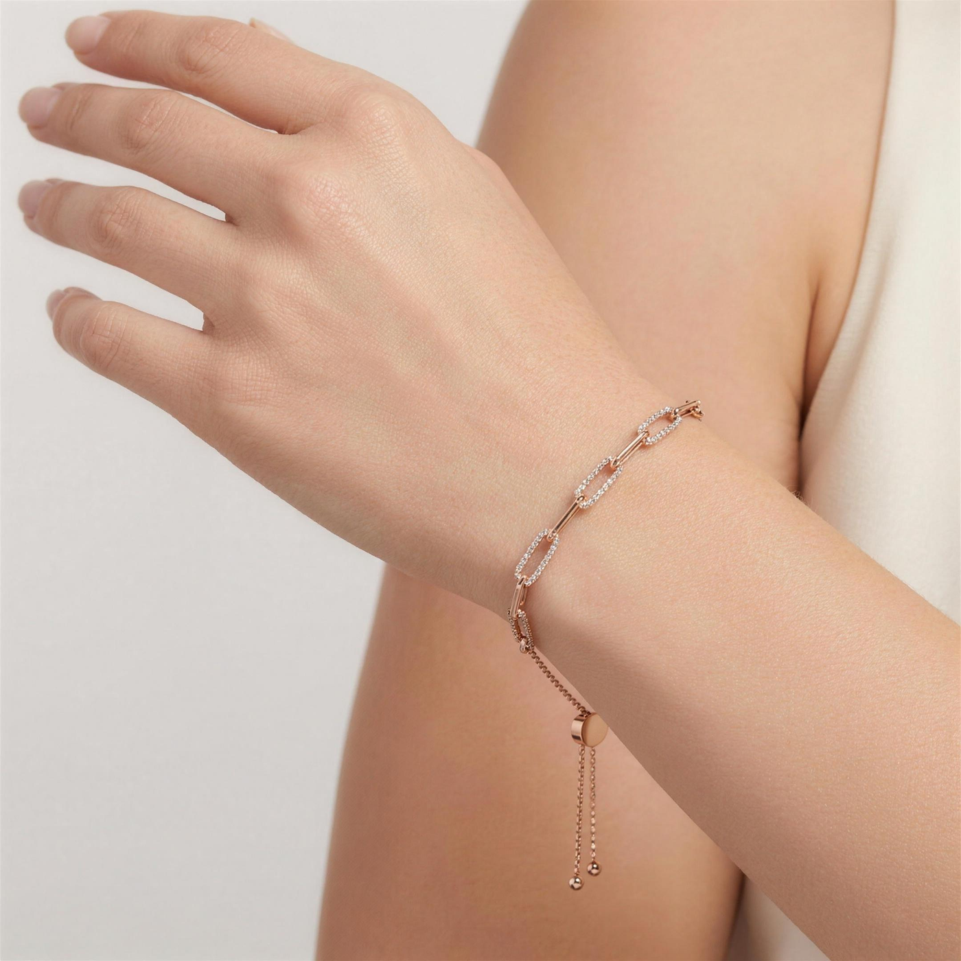 Diamond Link Bolo Bracelet