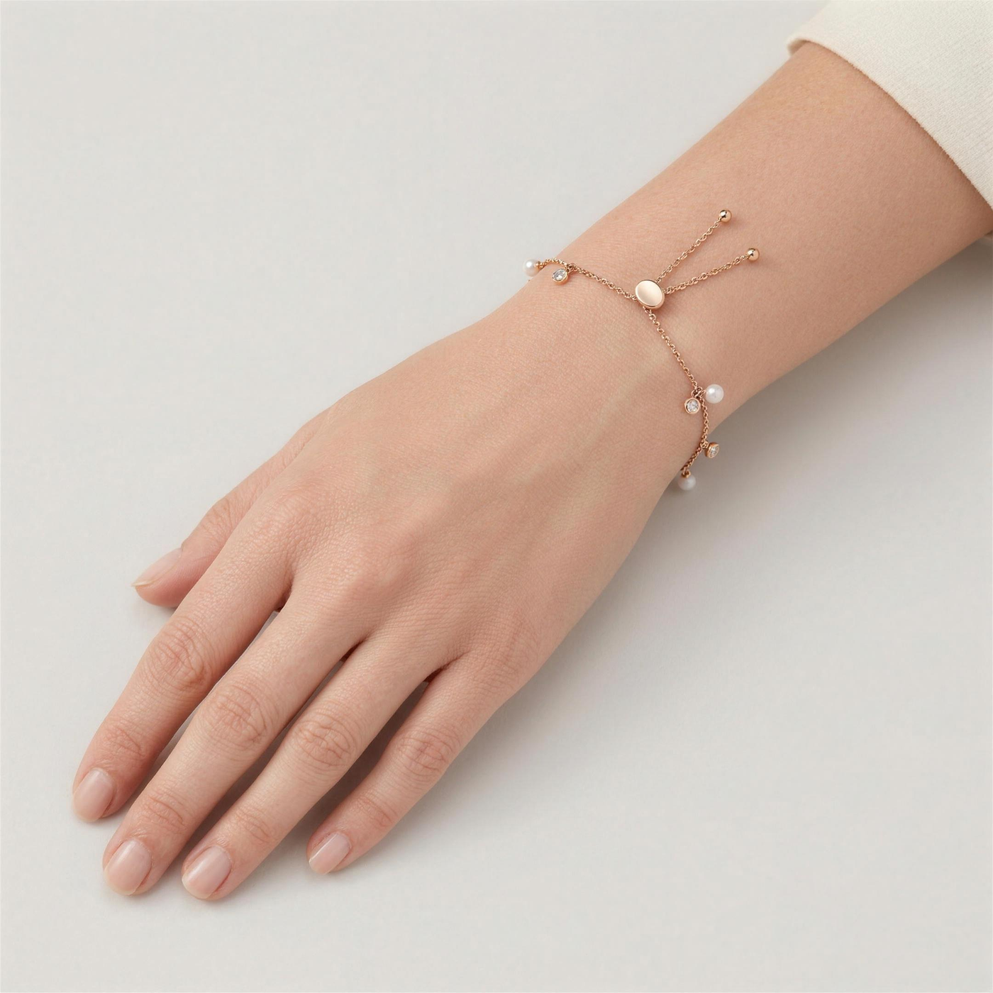 Diamond & Pearl Bolo Bracelet