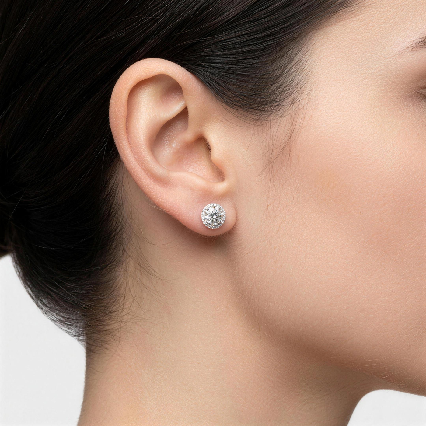 Halo Round Brilliant Lab-Grown Diamond Stud Earrings