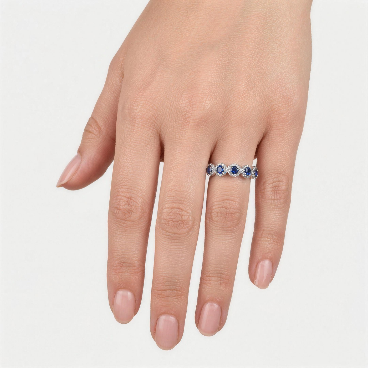 Blue Sapphire & Diamond Band