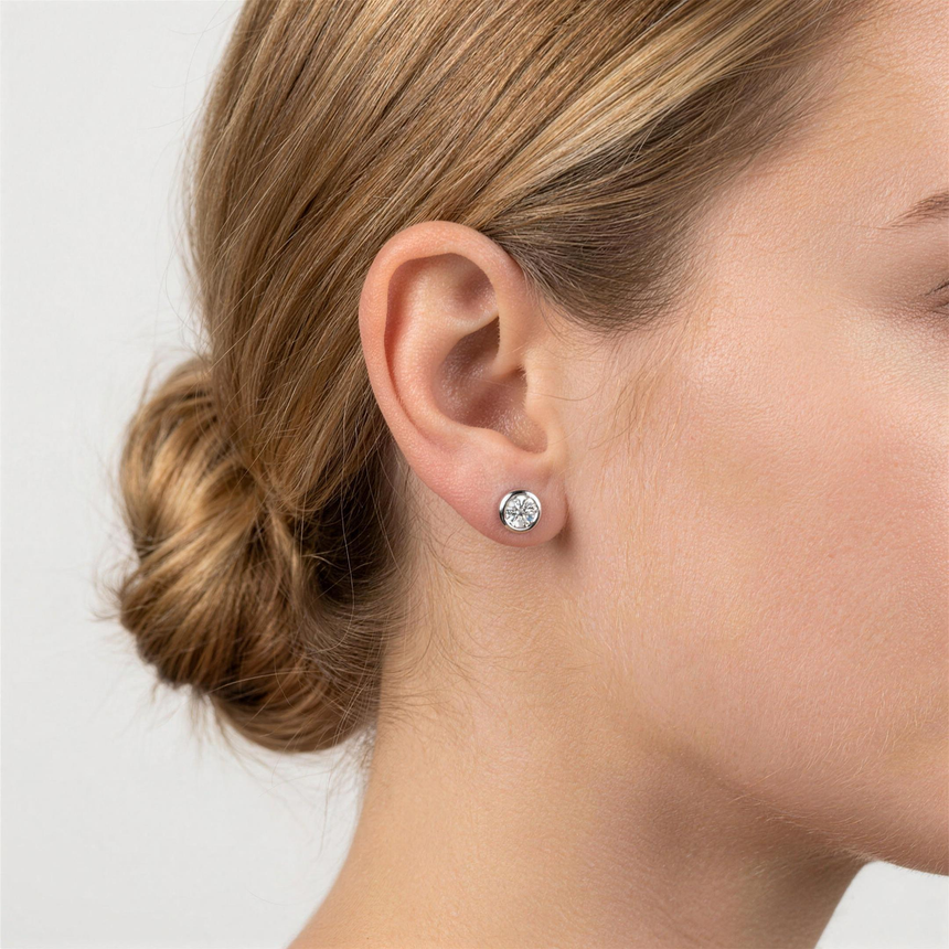 Lab-Grown Diamond Bezel Stud Earrings
