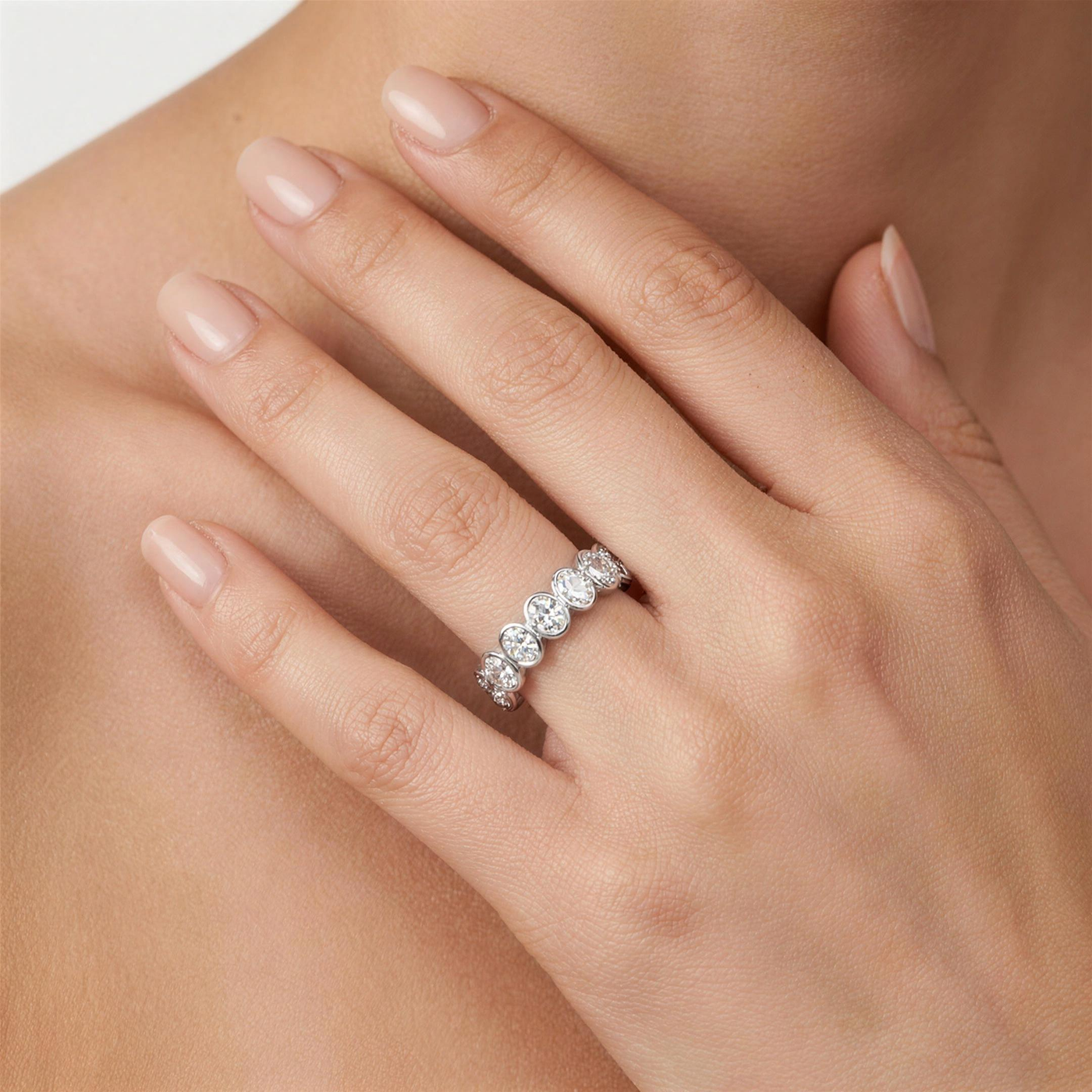 Oval Lab Grown Diamond Bezel Eternity Ring