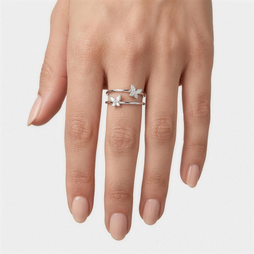 Two Butterfly Diamond Ring