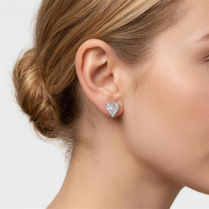 Heart Shaped Lab-Grown Diamond Stud Earrings