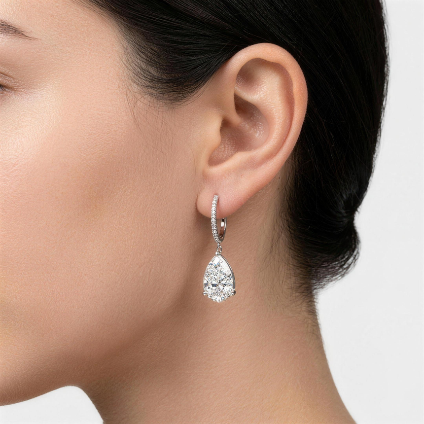 Pear Shaped Drop Lab Grown Diamond Earrings