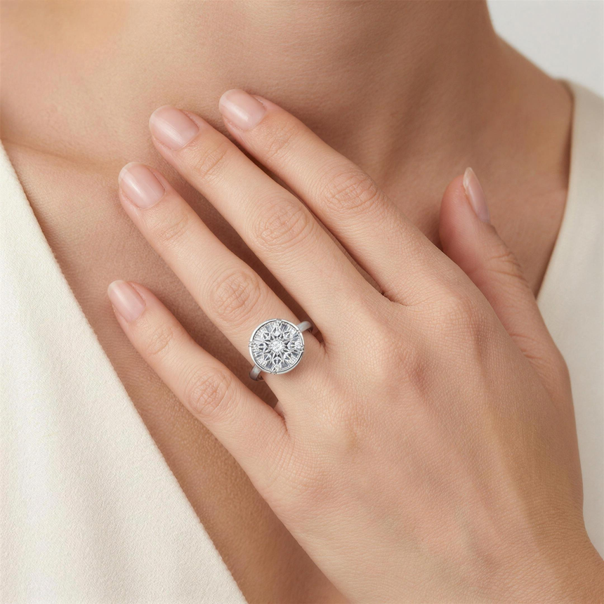Round Bezel Lab Grown Diamond Ring