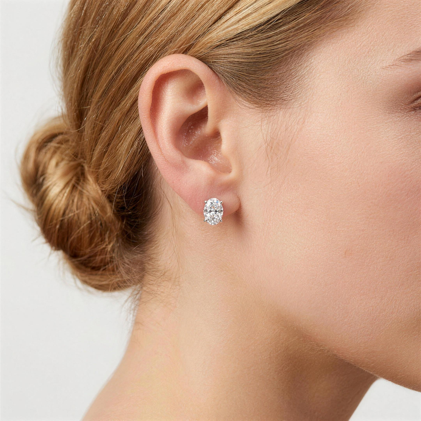 Oval Shaped Lab-Grown Diamond Stud Earrings