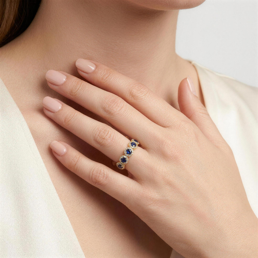 Blue Sapphire & Diamond Band