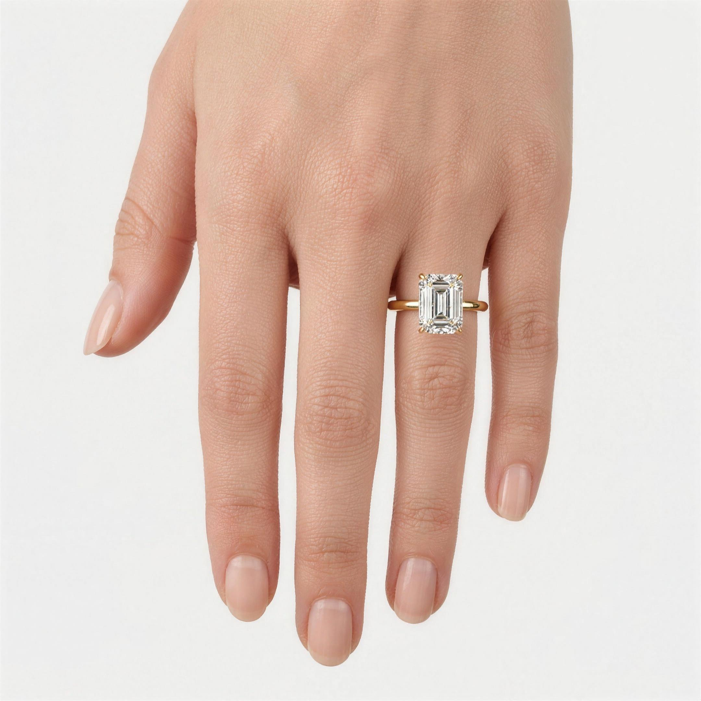 Emerald Solitaire Lab Grown Diamond Ring