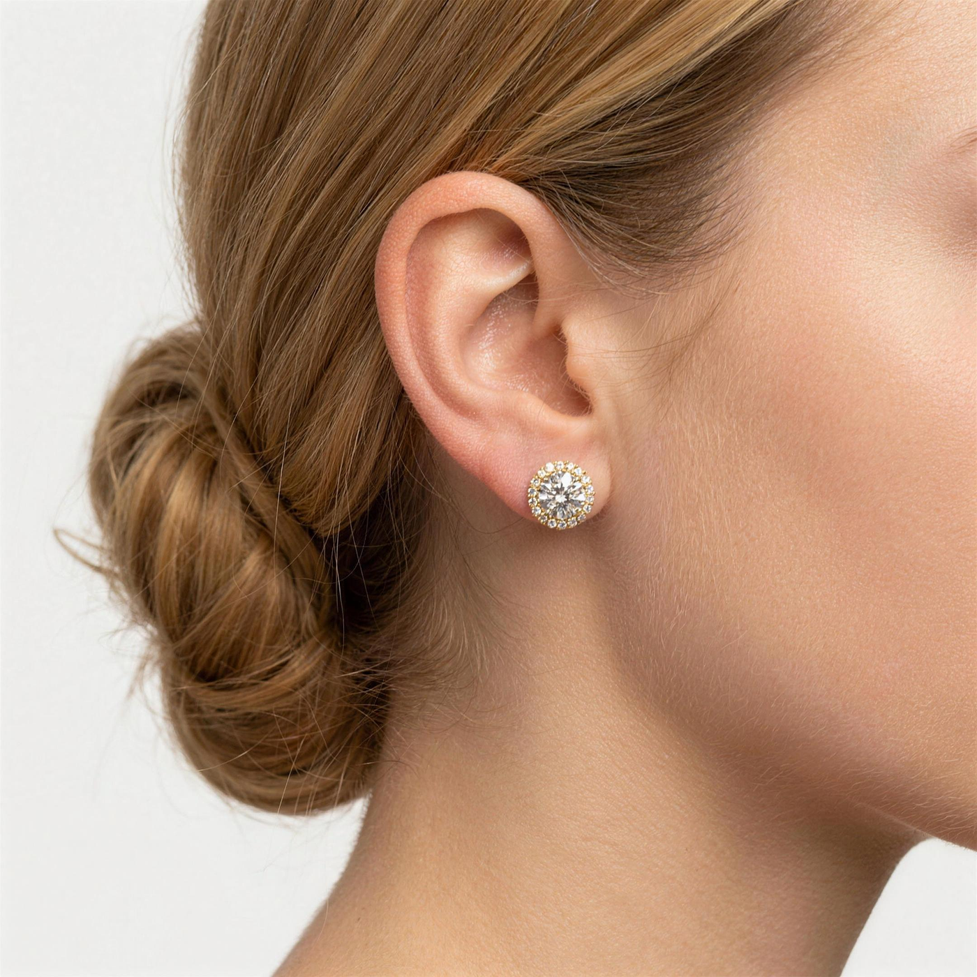 Halo Round Brilliant Lab-Grown Diamond Stud Earrings