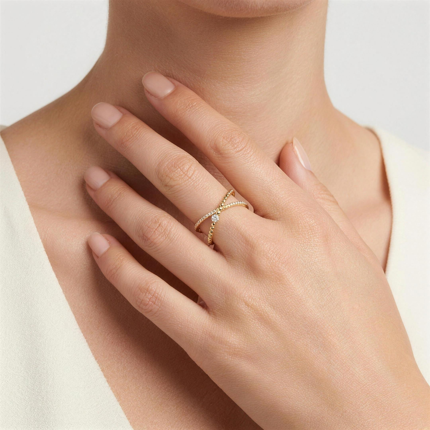 DIAMOND BRIDGE RING 0.12CT