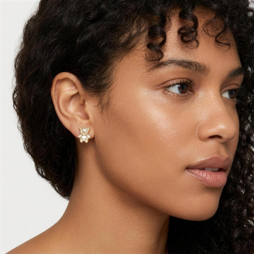 Pearl Bear Stud Earring