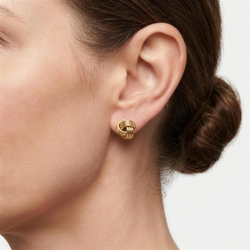 Golden Knot Twists Stud Earring