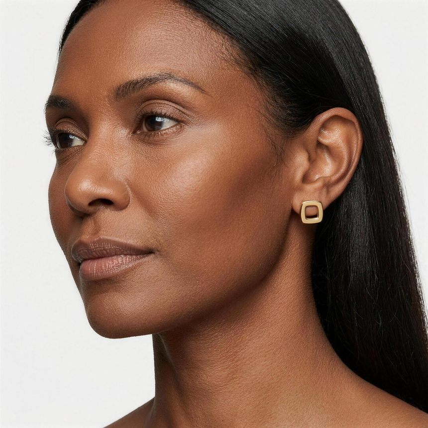 Goldy Blocks Stud Earring