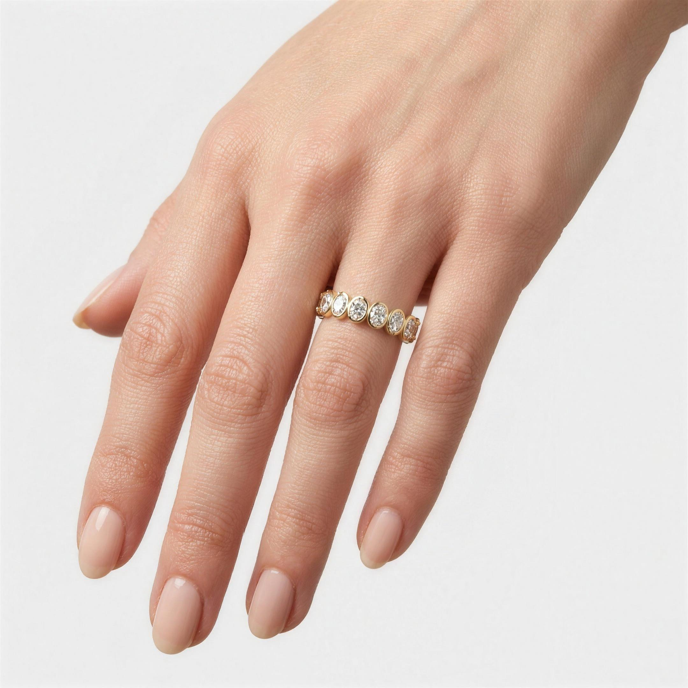 Oval Lab Grown Diamond Bezel Eternity Ring