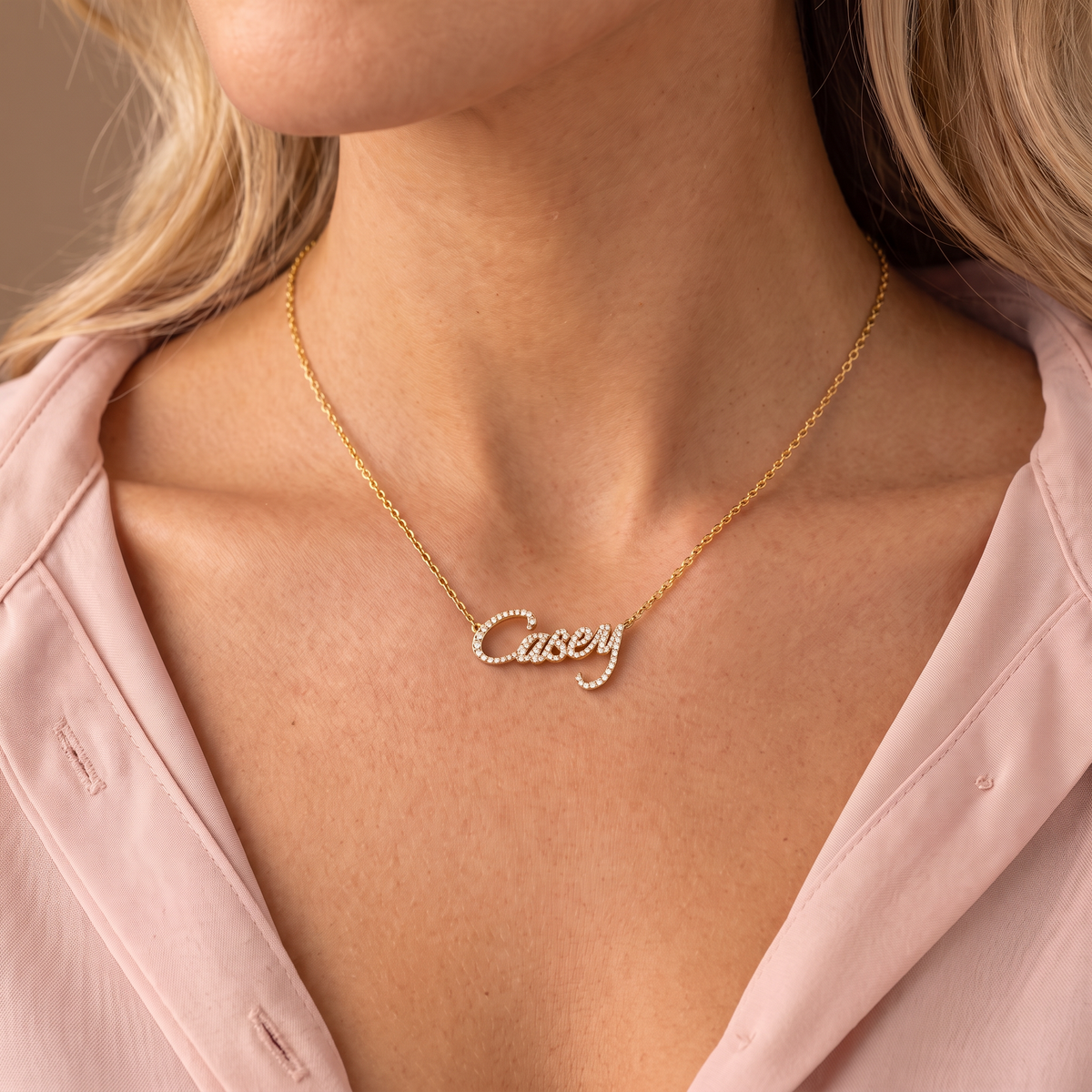 Diamond Nameplate Necklace
