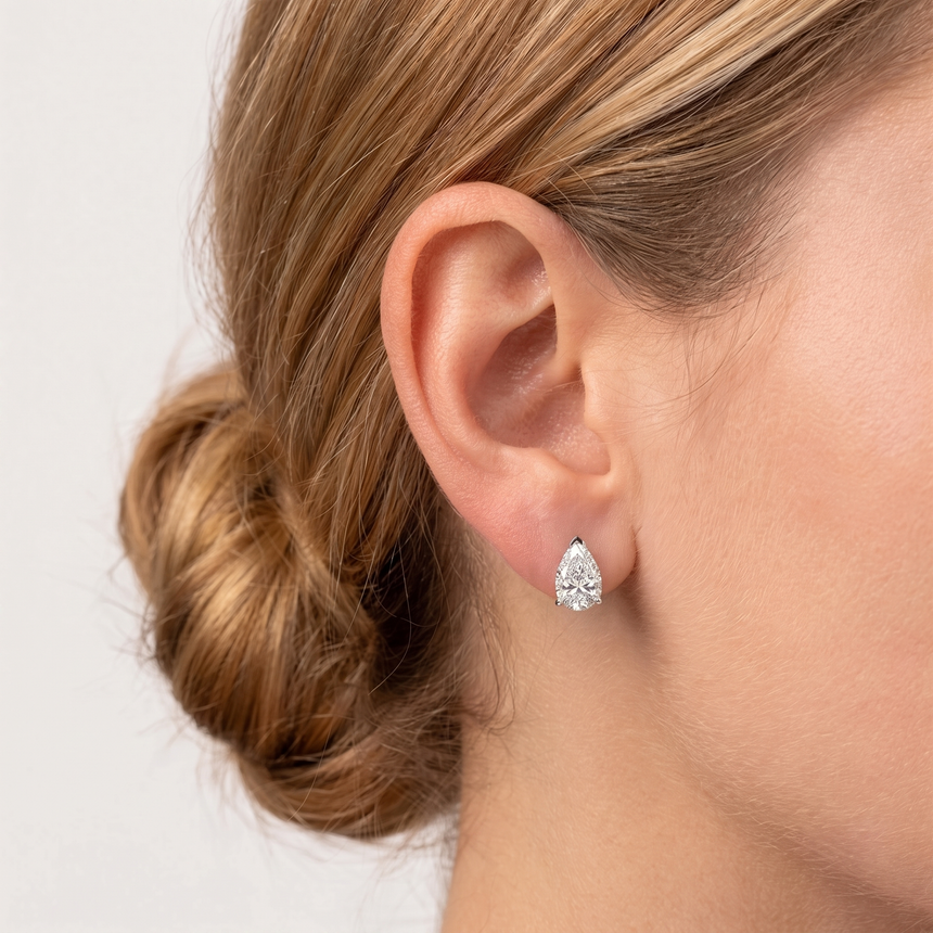 Pear Shaped Lab-Grown Diamond Stud Earrings