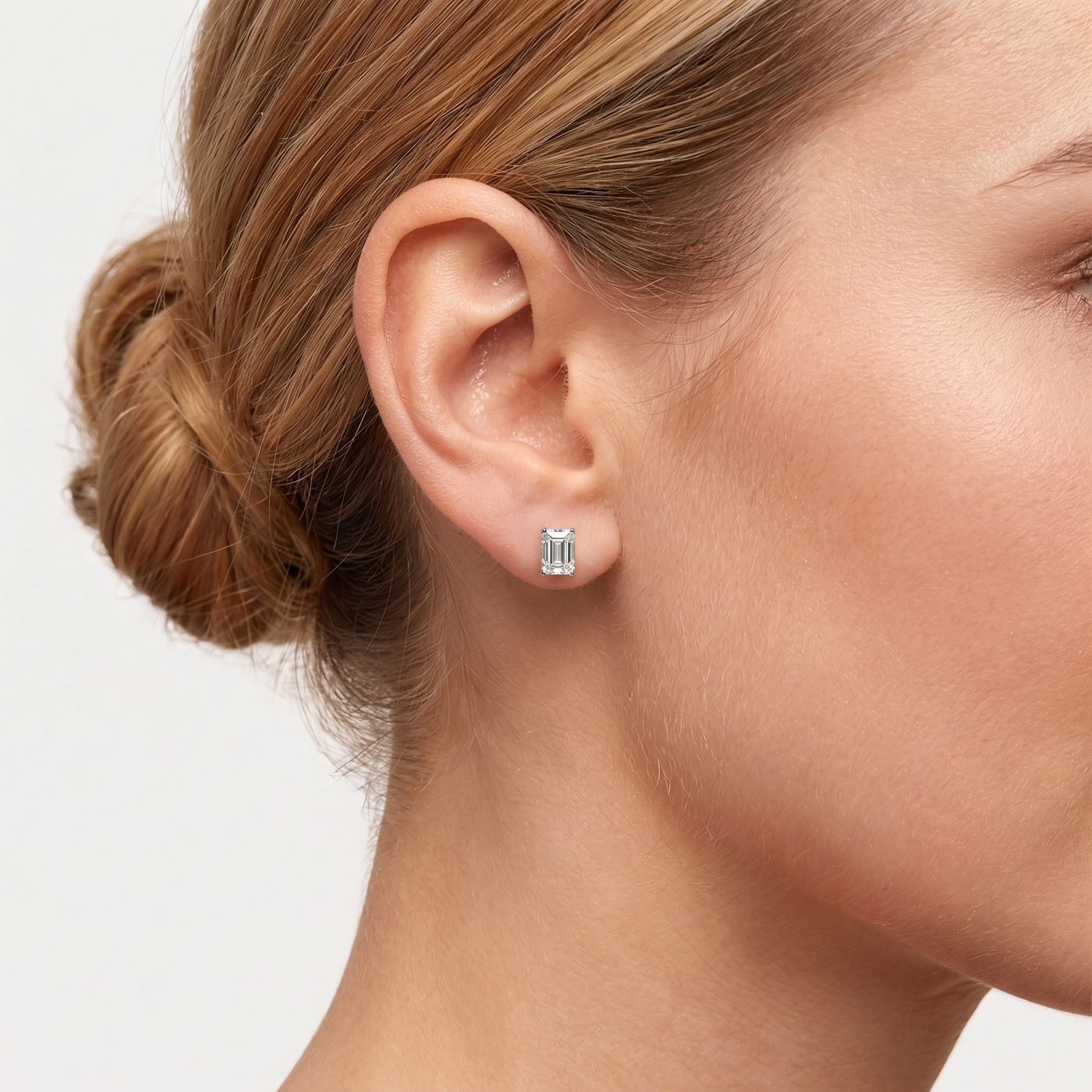 Emerald Cut Lab-Grown Diamond Stud Earrings