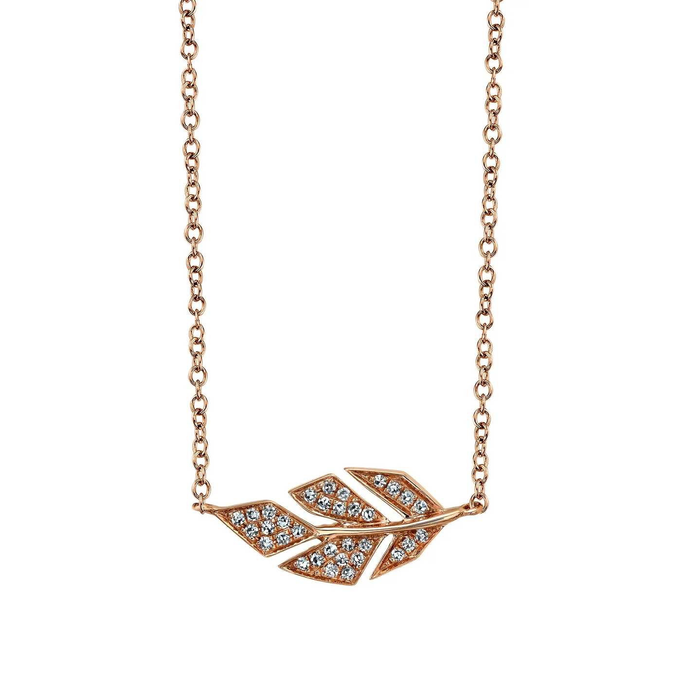 Diamond Pave Leaf Necklace