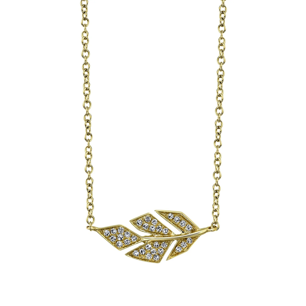 Diamond Pave Leaf Necklace