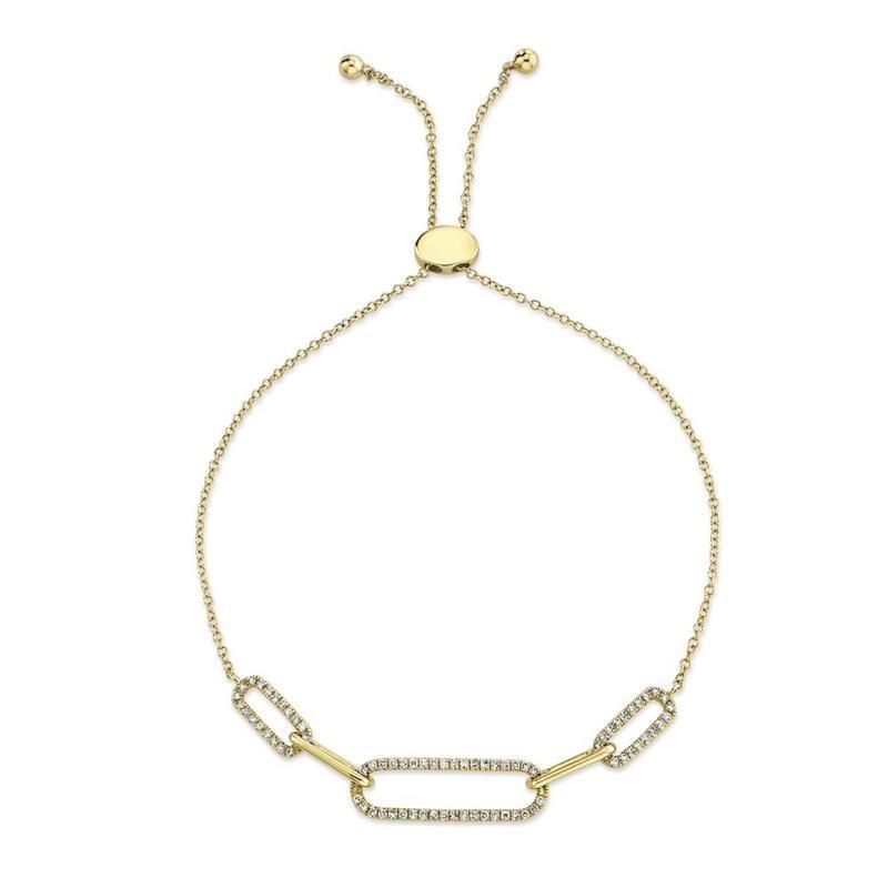 Diamond Paper Clip Link Bolo Bracelet