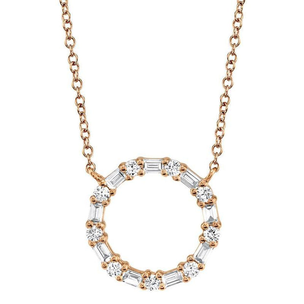 Diamond Baguette Circle Necklace