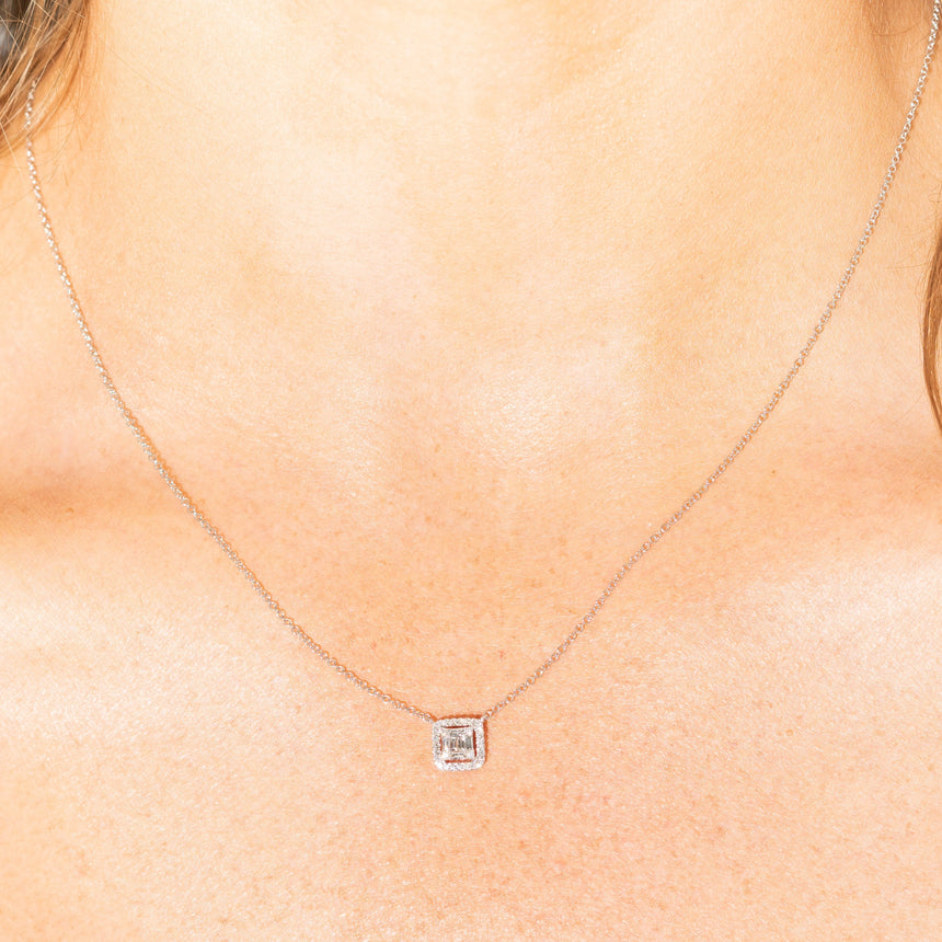 Square Diamond Baguette Necklace