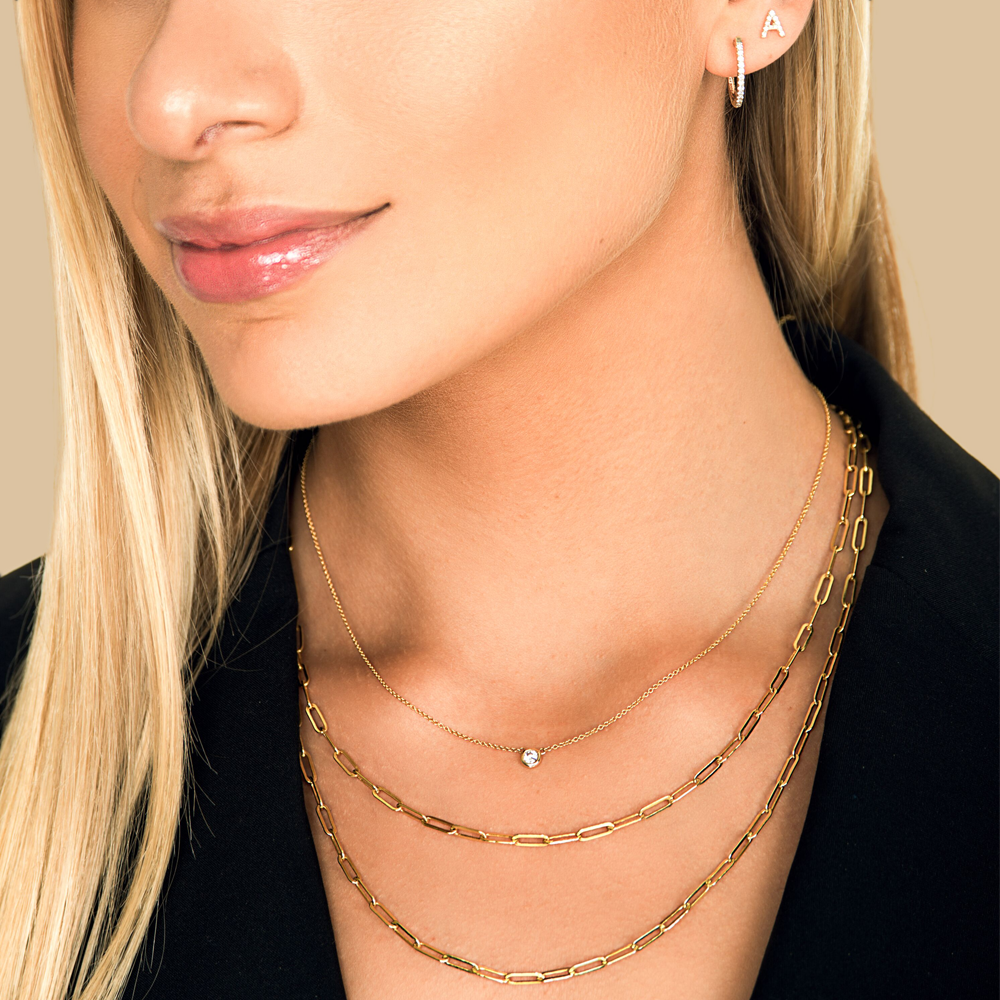 Solitaire Diamond Bezel Necklace