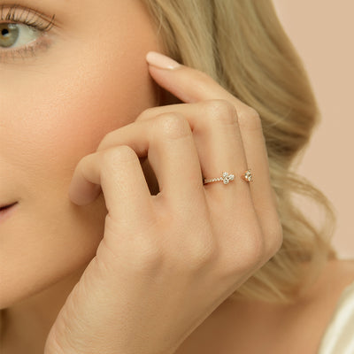 Open Diamond Cluster Ring