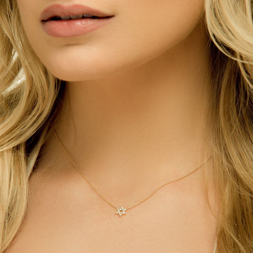 Diamond Star Of David Necklace