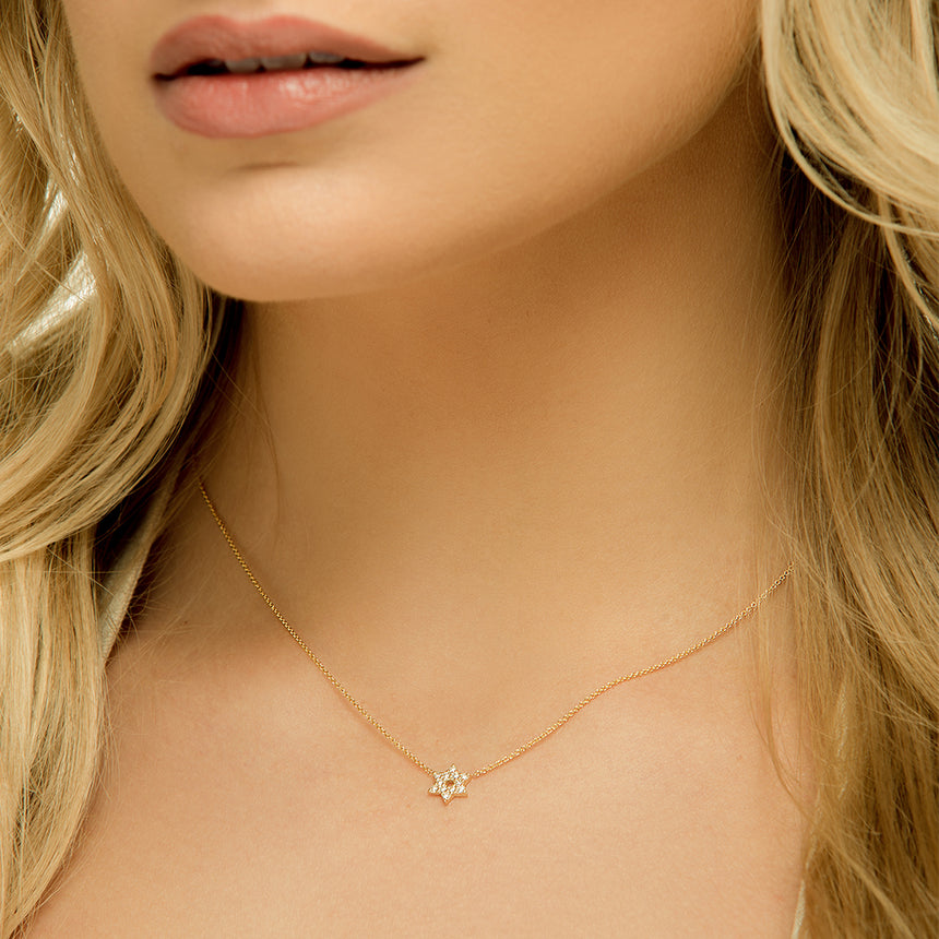 Diamond Star Of David Necklace